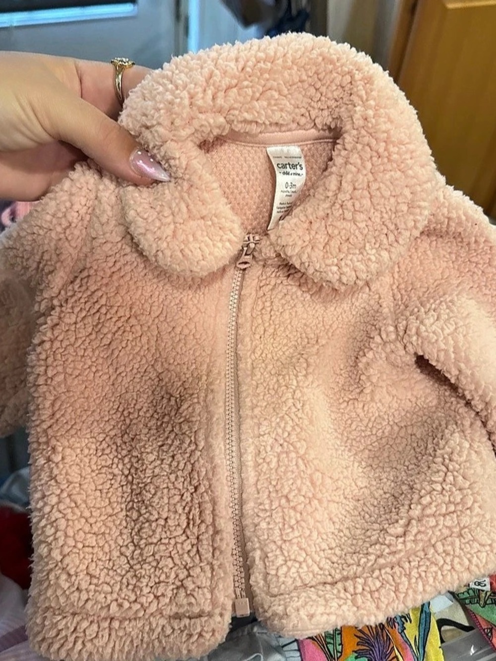 Carter's Child of Mine Pink Sherpa Fleece Zip-Up Jacket Sherpa Jacket Pink Baby